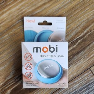 NWT Mobi Odor STEELer Stainless Steel Scrub Bar Blue Silver